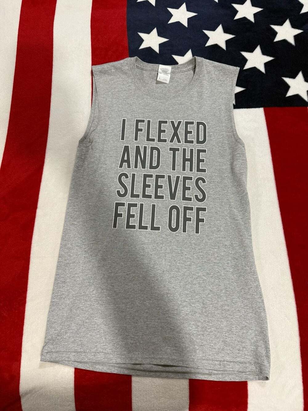 Jerzees Dri-Power Active I Flexed and the Sleeves Fell Off Gray Muscle Tank Top